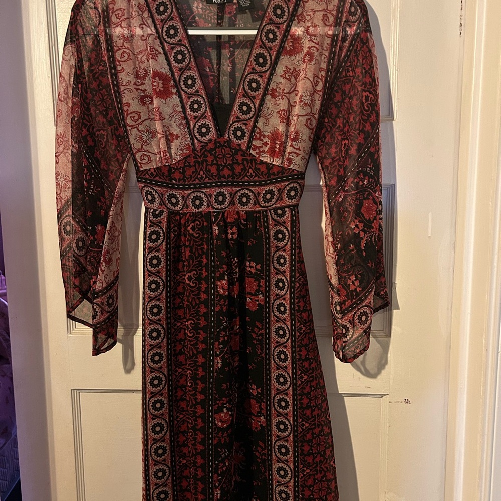Red and Black Sheer Dress